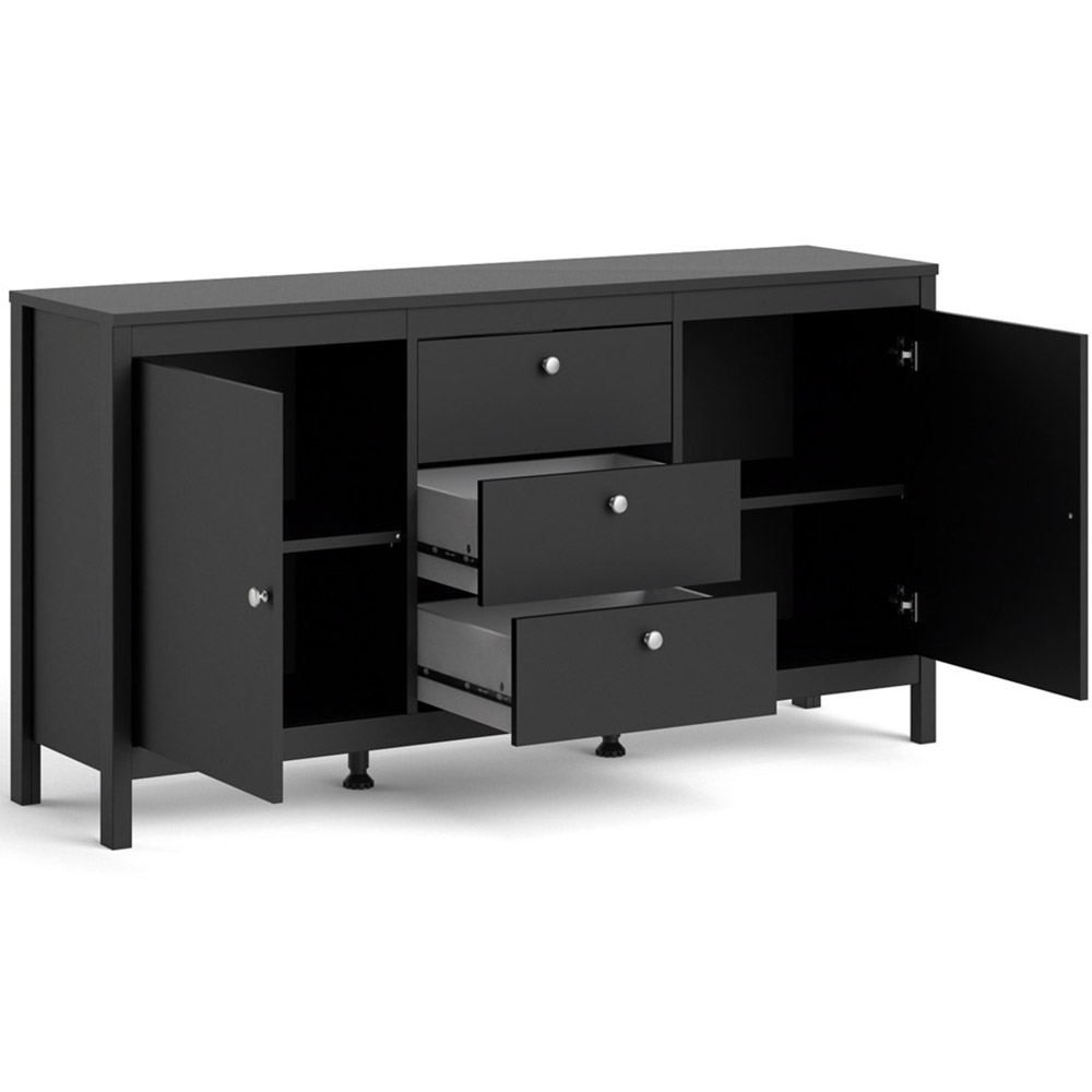 Florence Madrid 2 Door 3 Drawer Matt Black Sideboard Image 5