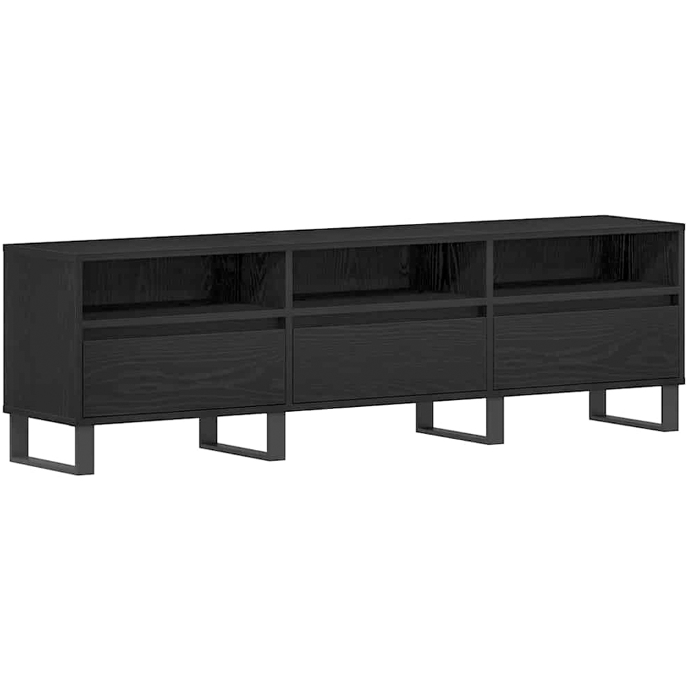 vidaXL 3 Door 3 Shelf Black Oak TV Stand Image 2