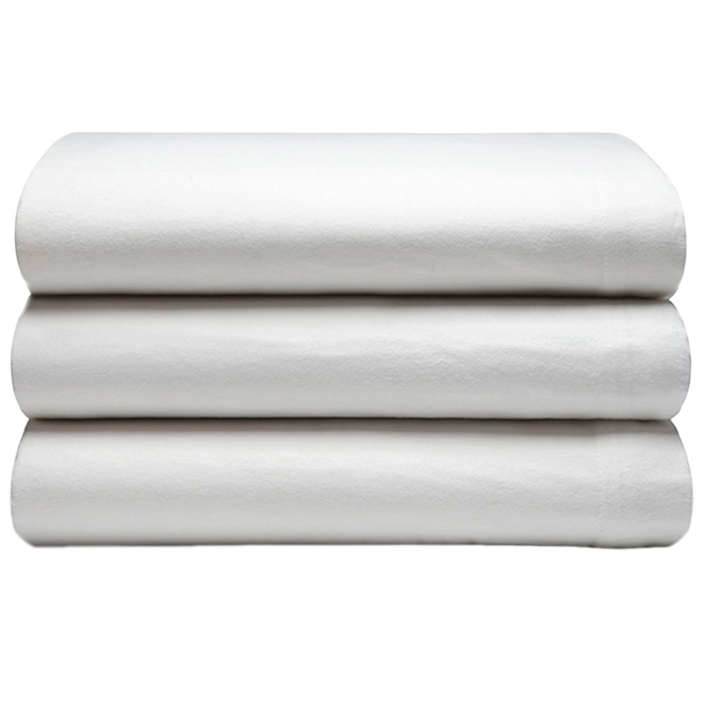 Serene Single White Brushed Cotton Flat Bed Sheet Image 1