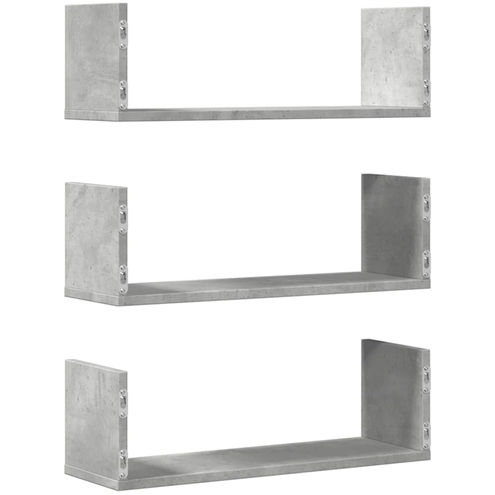 vidaXL 58cm Set of 3 Concrete Grey Floating Wall Shelf Image 5