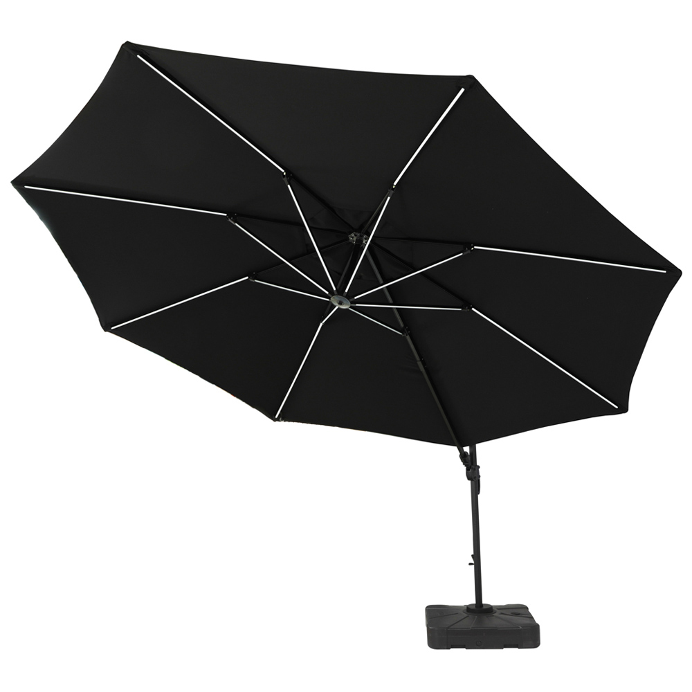 Royalcraft Grey Deluxe LED Cantilever Parasol with Base 3.5m Image 6