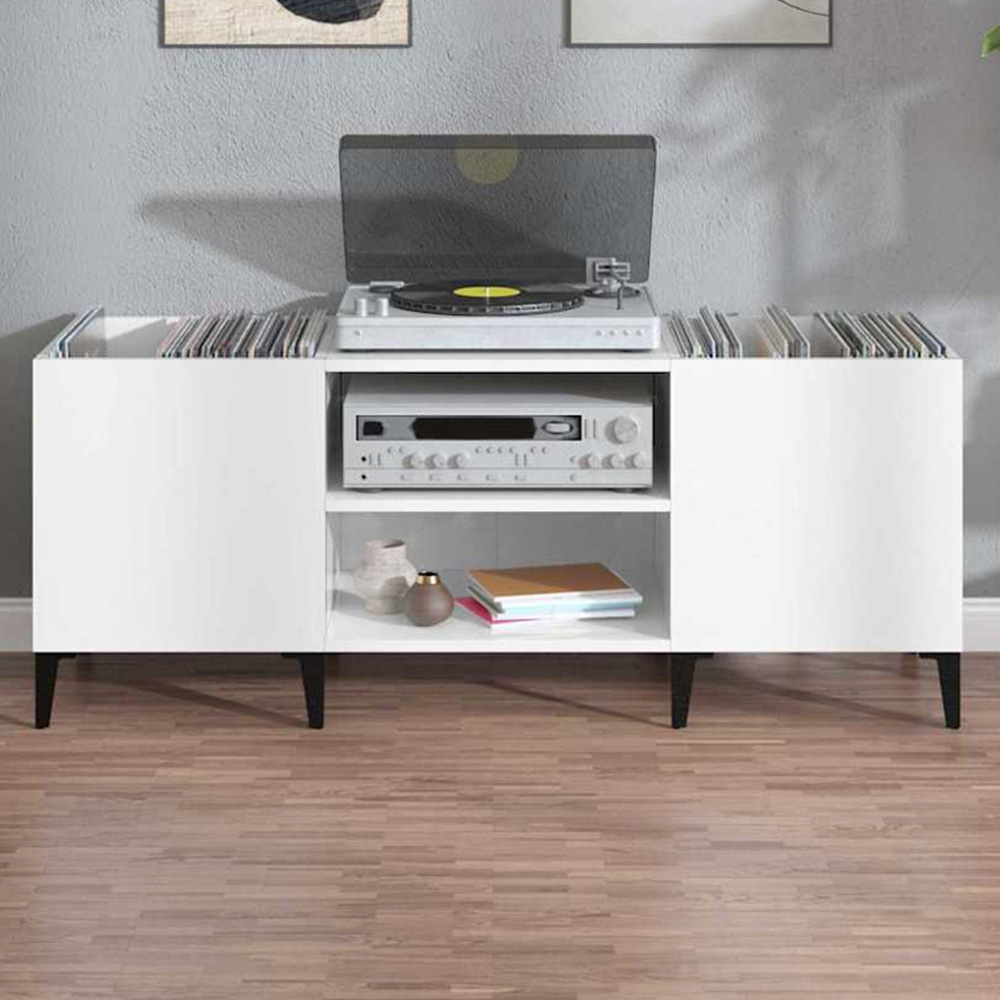 vidaXL 2 Shelf White Record Cabinet Image 1