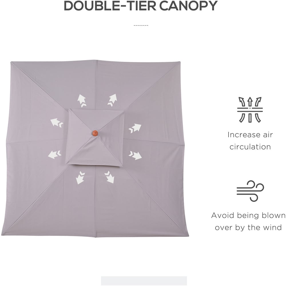 Outsunny Grey 2 Tier Square Parasol 3m Image 5