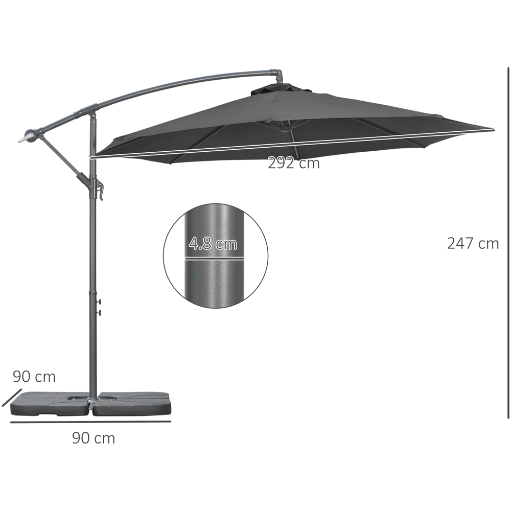 Outsunny Black Crank and Tilt Cantilever Banana Parasol with Cross Base and Cover 3m Image 7