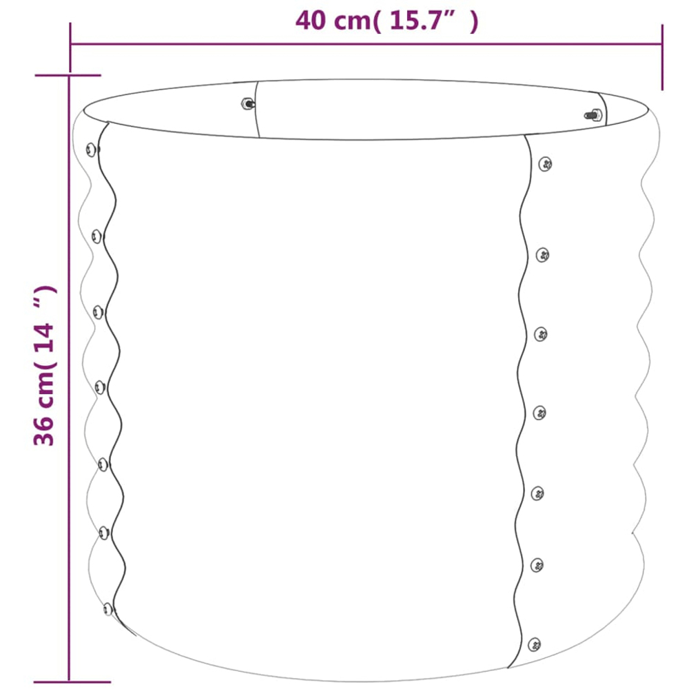 vidaXL Brown Galvanised Steel Garden Planter 36 x 40 x 40cm Image 3
