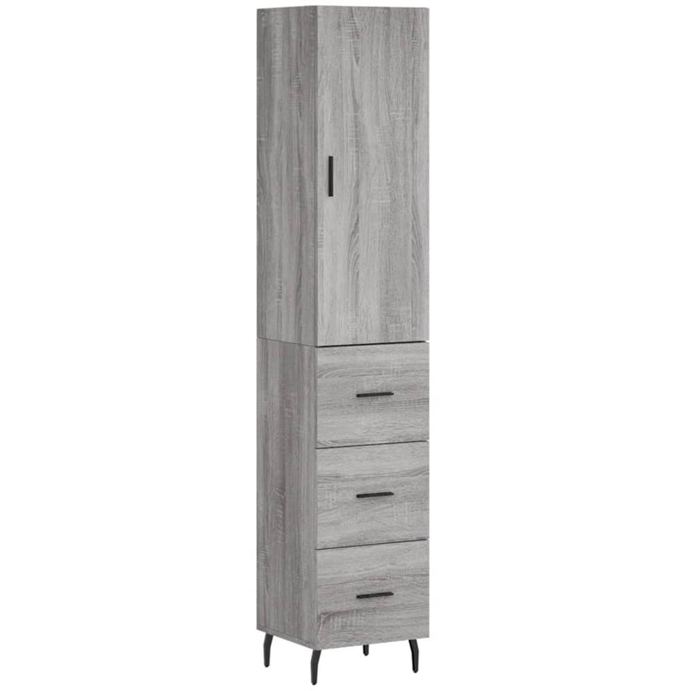 vidaXL Single Door 3 Drawer Grey Sonoma Highboard Image 2