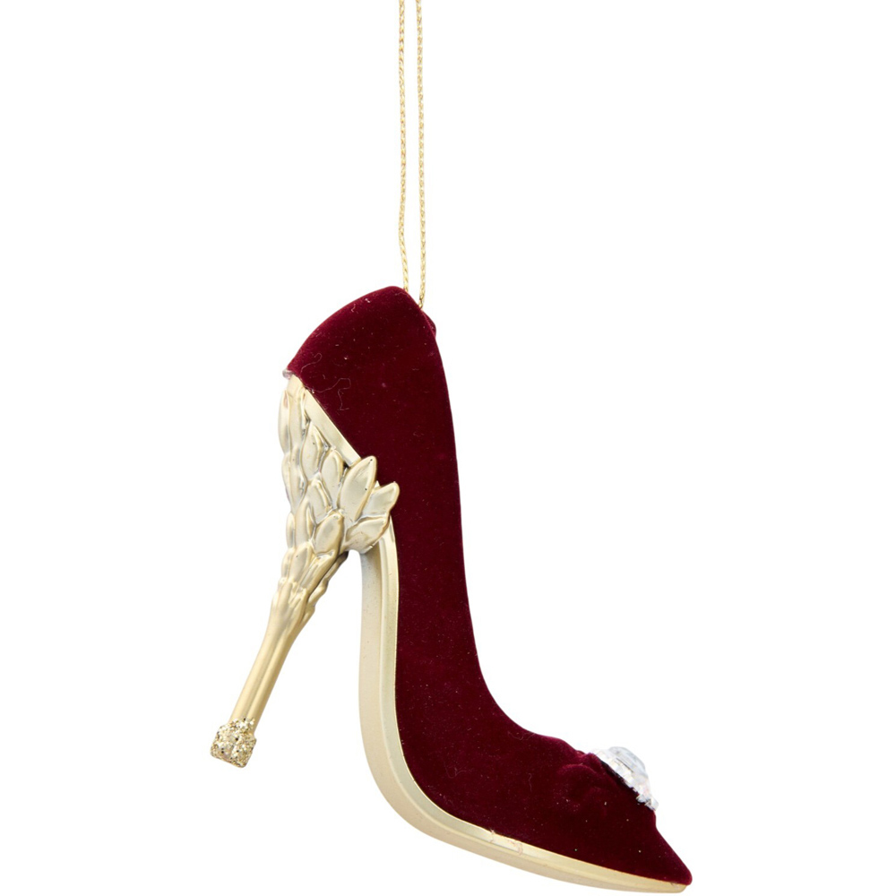 Flocked Shoe Hanging Decoration Burgundy Image 3