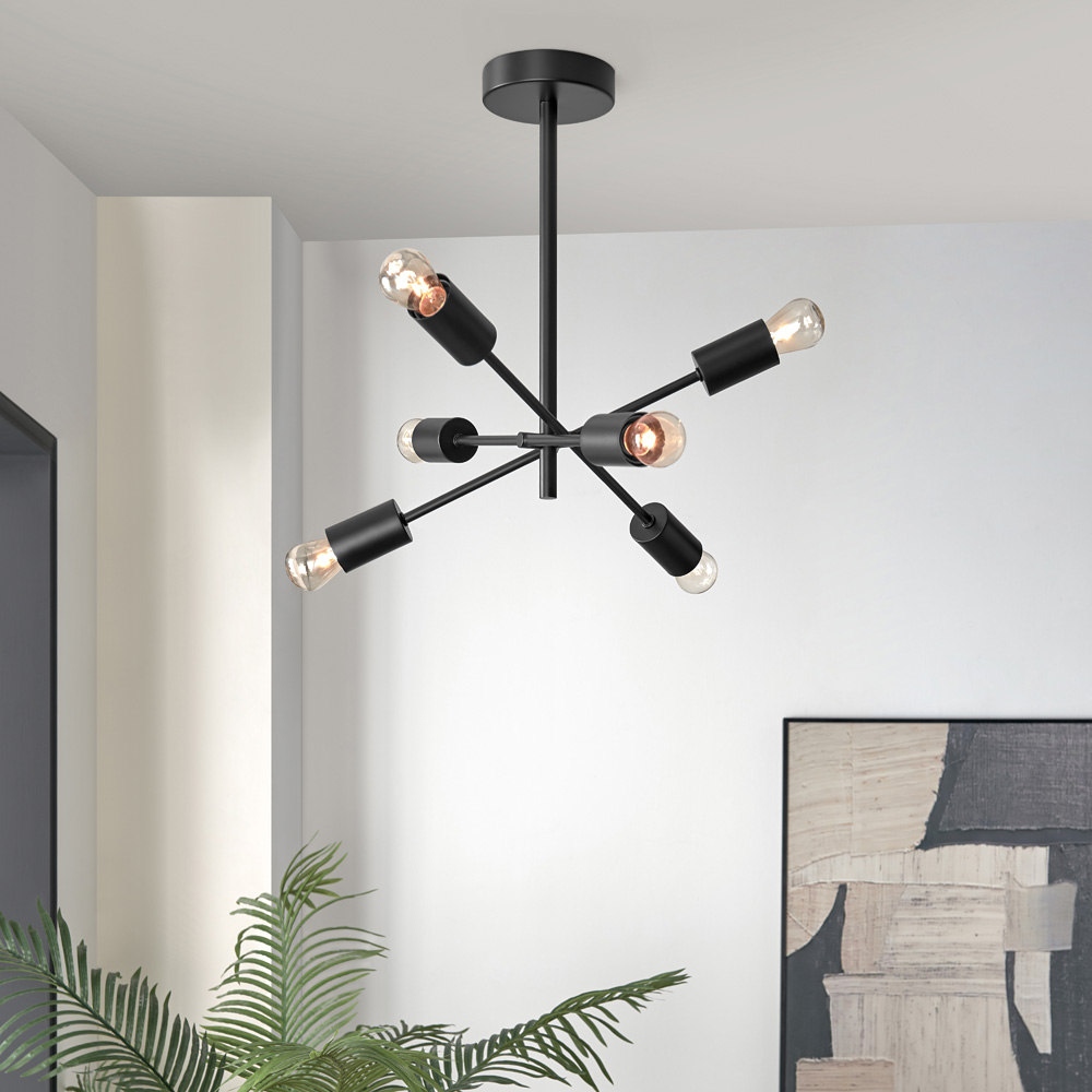 Furniturebox Laela Modern Sputnik Chandelier Black Ceiling Light Image 6