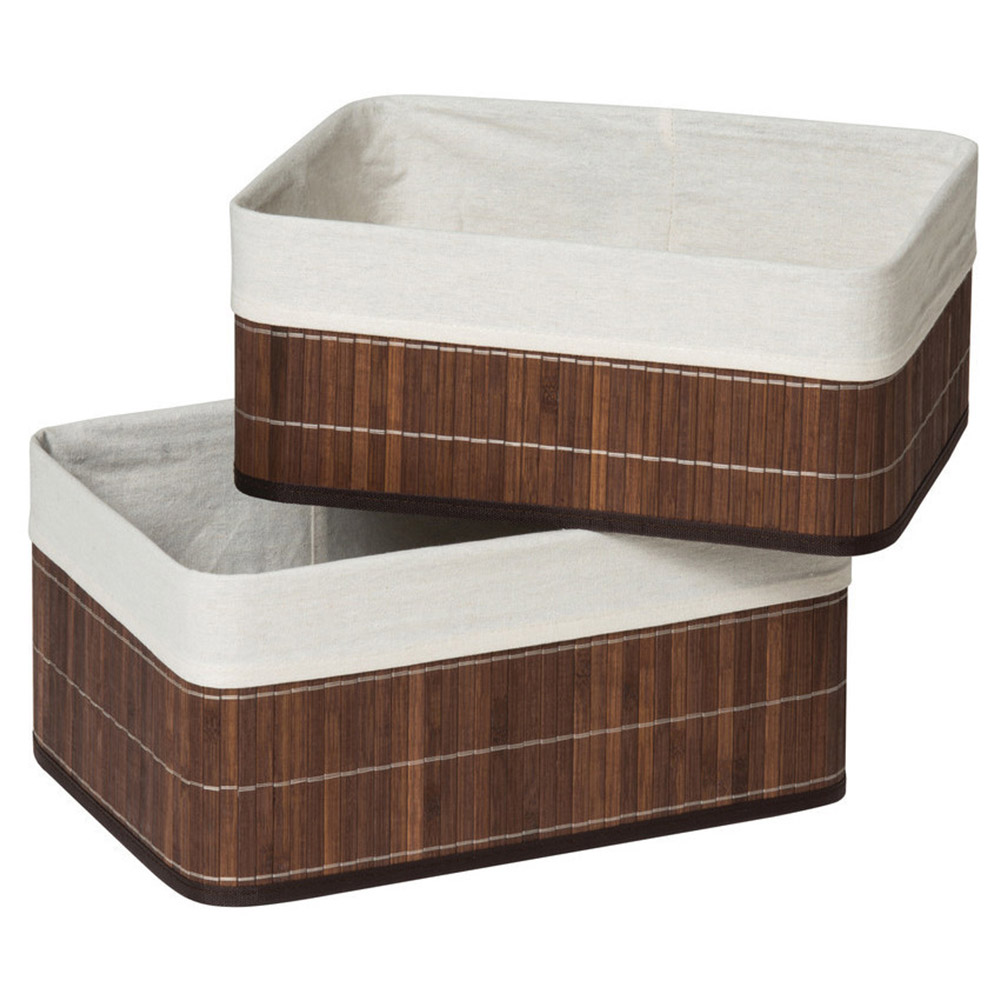Premier Housewares Kankyo Dark Brown Bamboo Storage Box 2 Pack Image 1