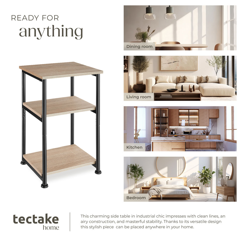 tectake Memphis 2 Shelf Oak Sonoma Bedside Table Image 7