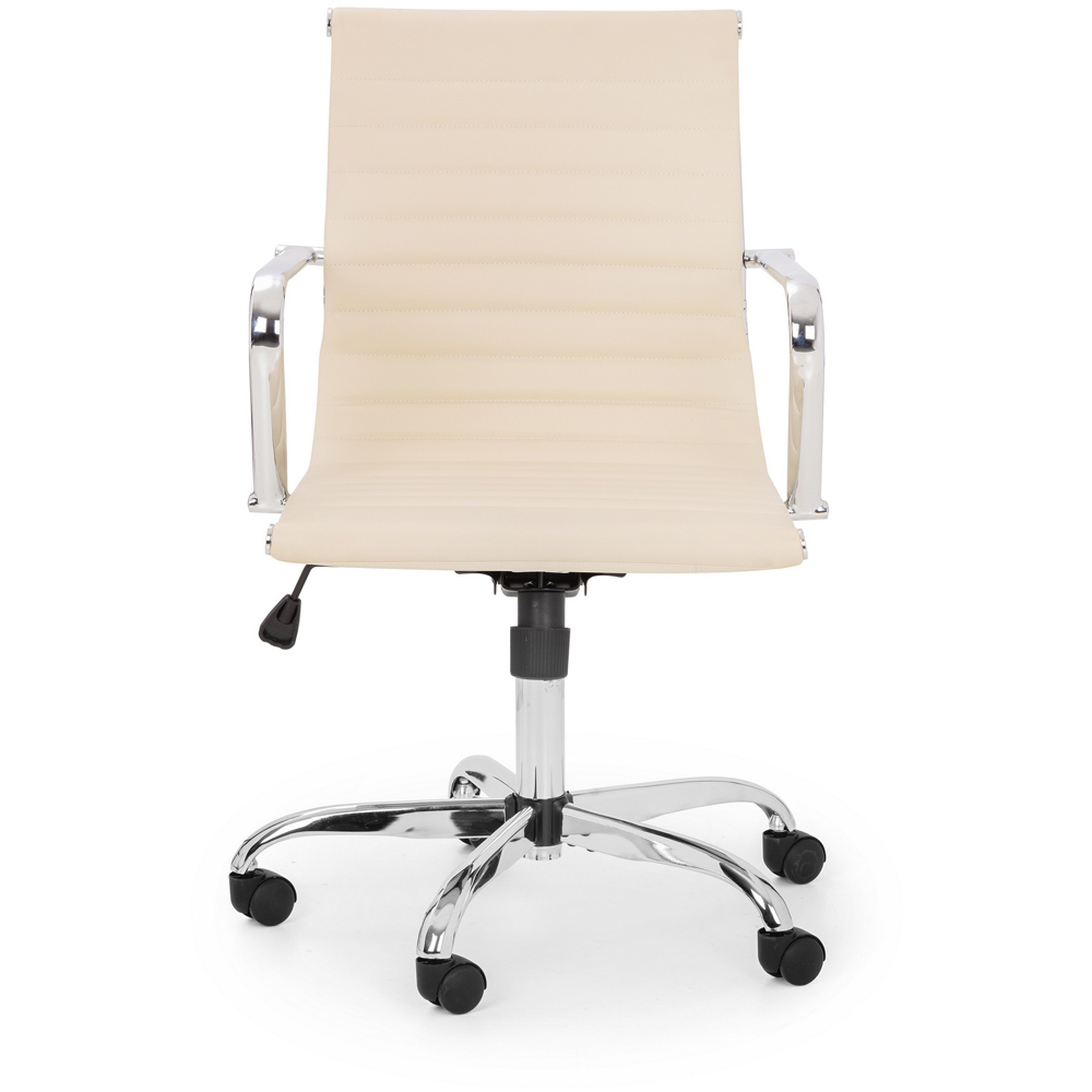 Julian Bowen Gio Ivory and Chrome Faux Leather Swivel Office Chair Image 3