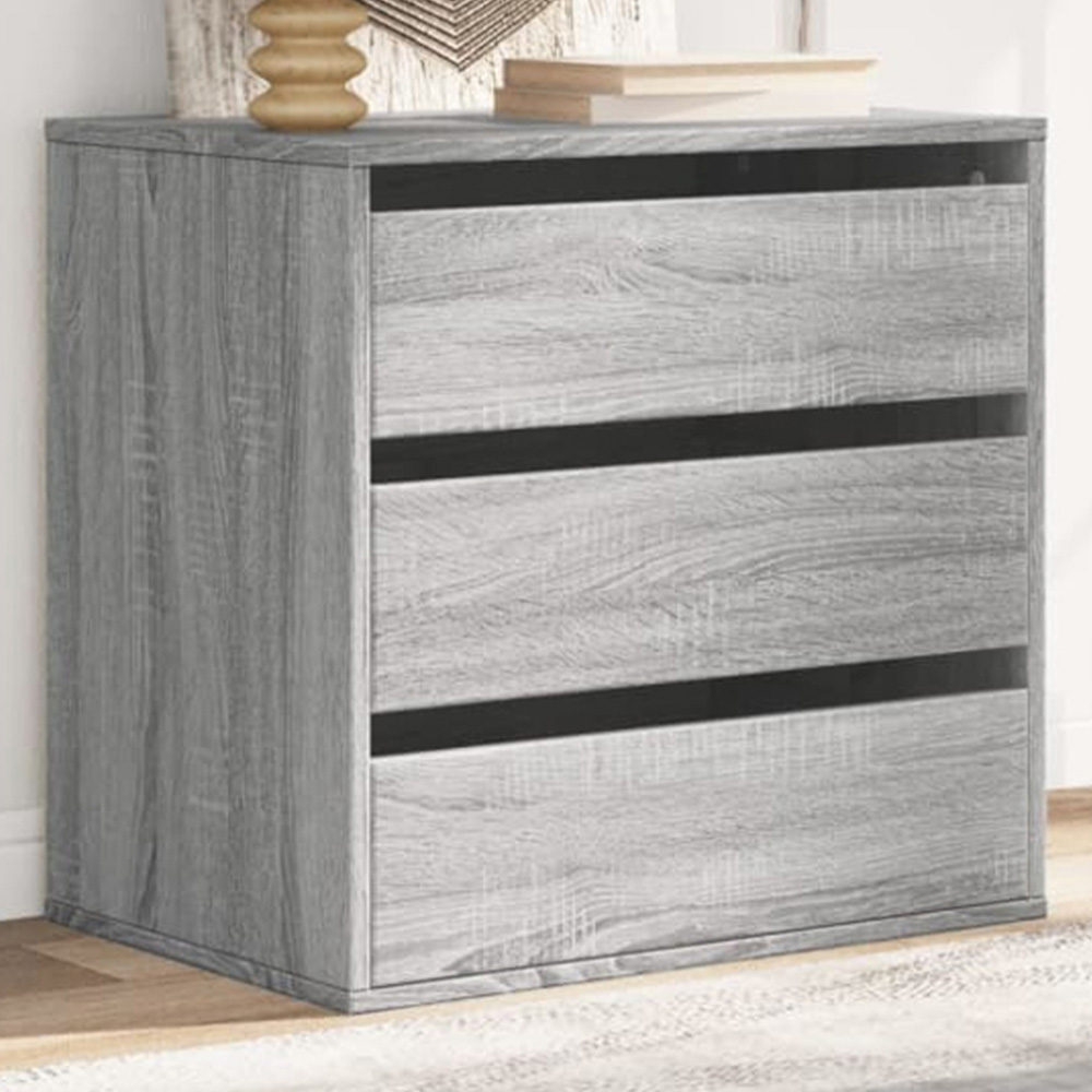 vidaXL 3 Drawer Grey Sonoma Oak Chest of Drawers Image 1