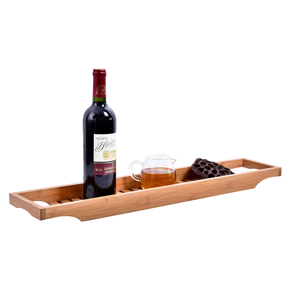 Living and Home Wood Bamboo Bath Tray for Bathroom Image 4