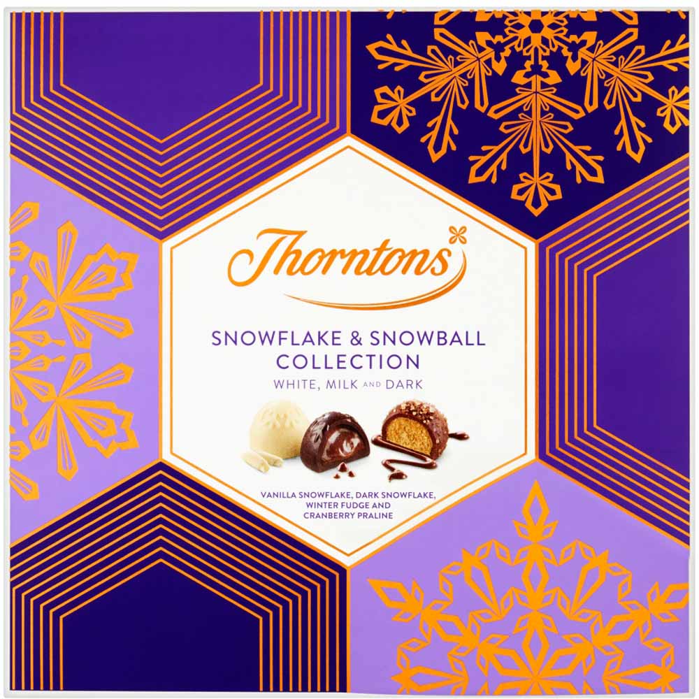 Thorntons Milk Dark and White Collection Snowflake and Snowball 160g Image 1