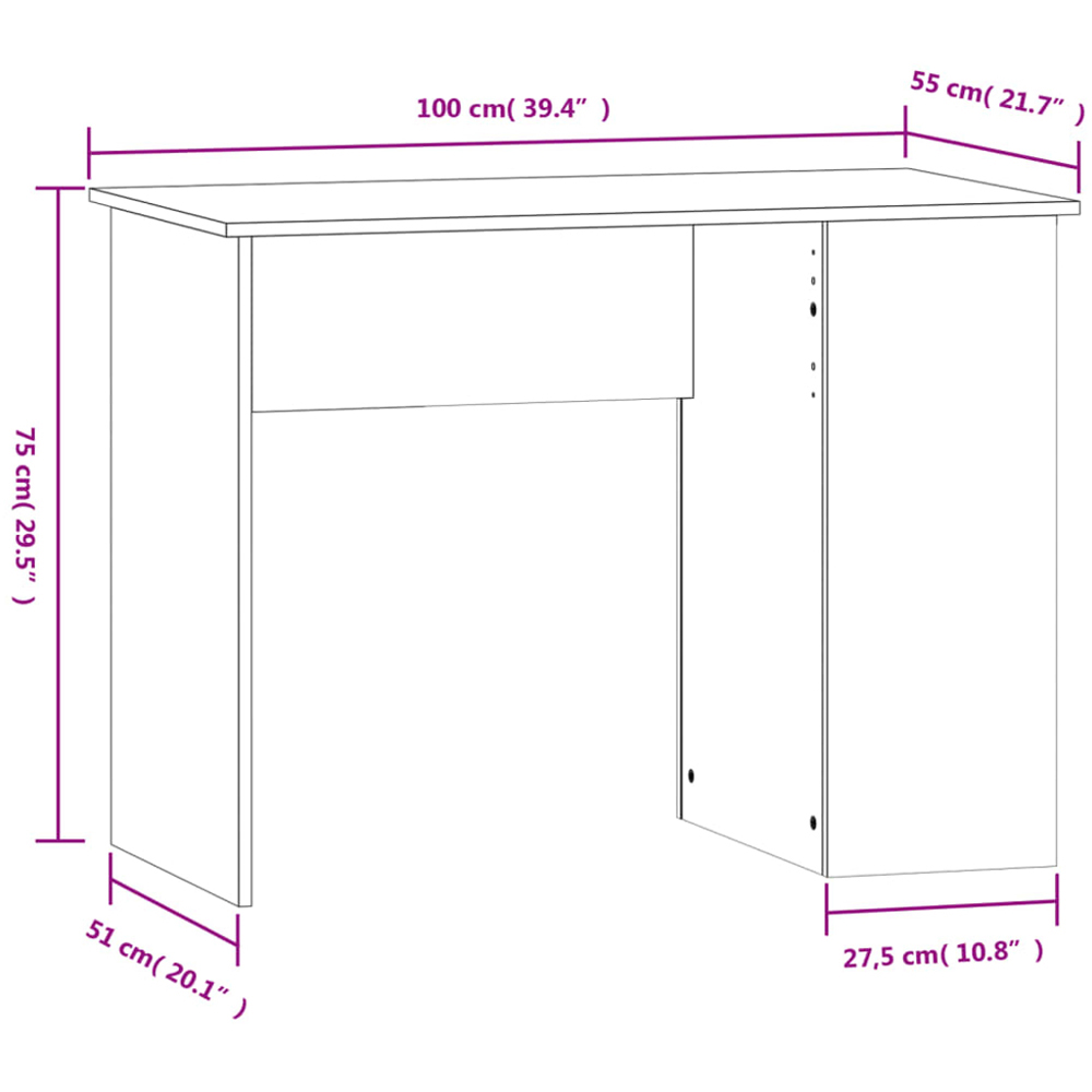 vidaXL 2 Shelf Computer Desk Grey Image 8
