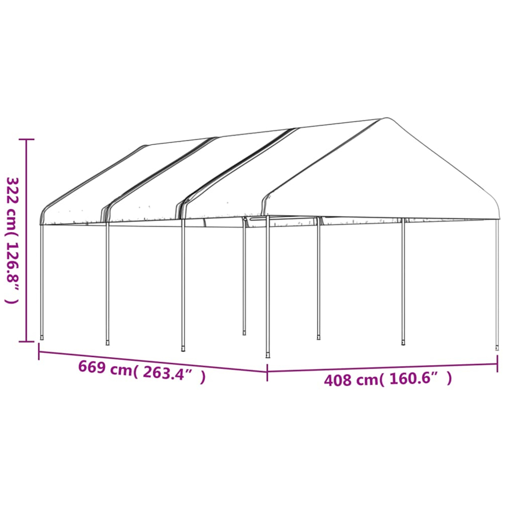 vidaXL 3.22 x 6.69m White Gazebo with Roof Image 5