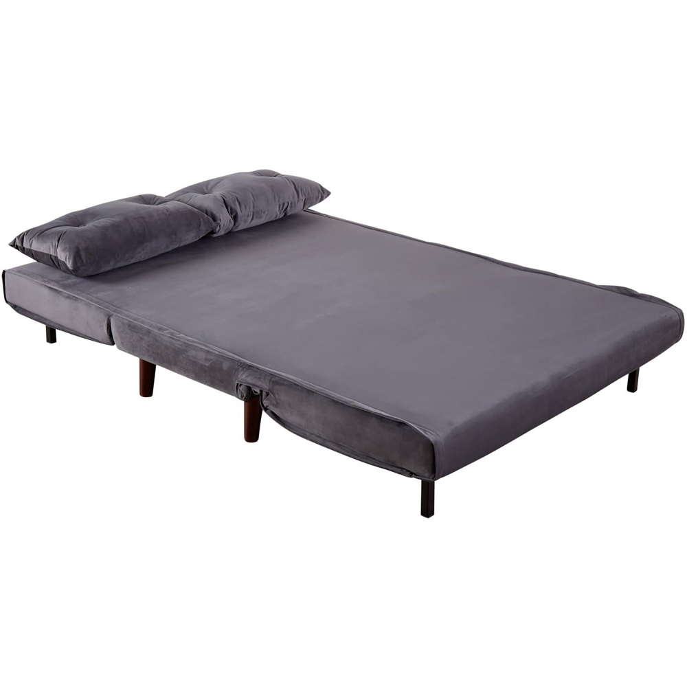Home Source Morella 2 Seater Grey Velvet Folding Sofa Bed with Pillow Image 6