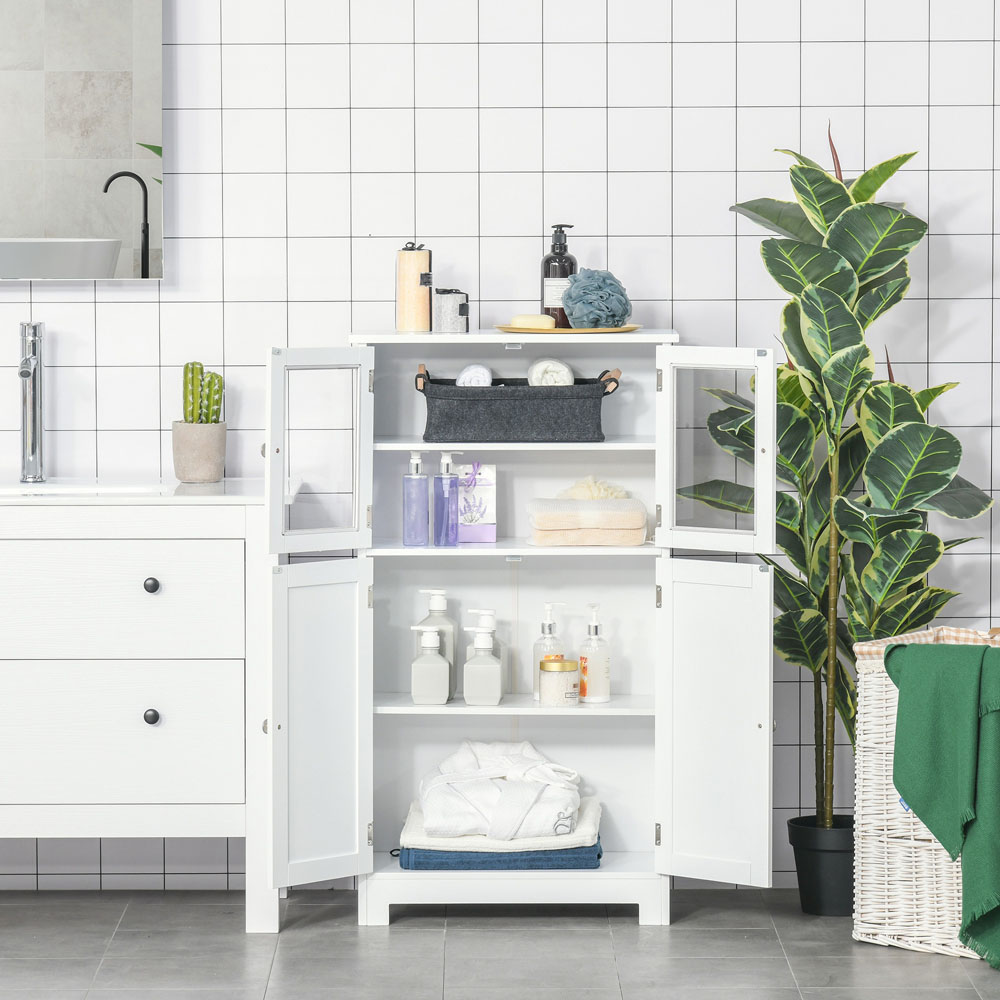 Kleankin White Bathroom Floor Storage Cabinet Image 3