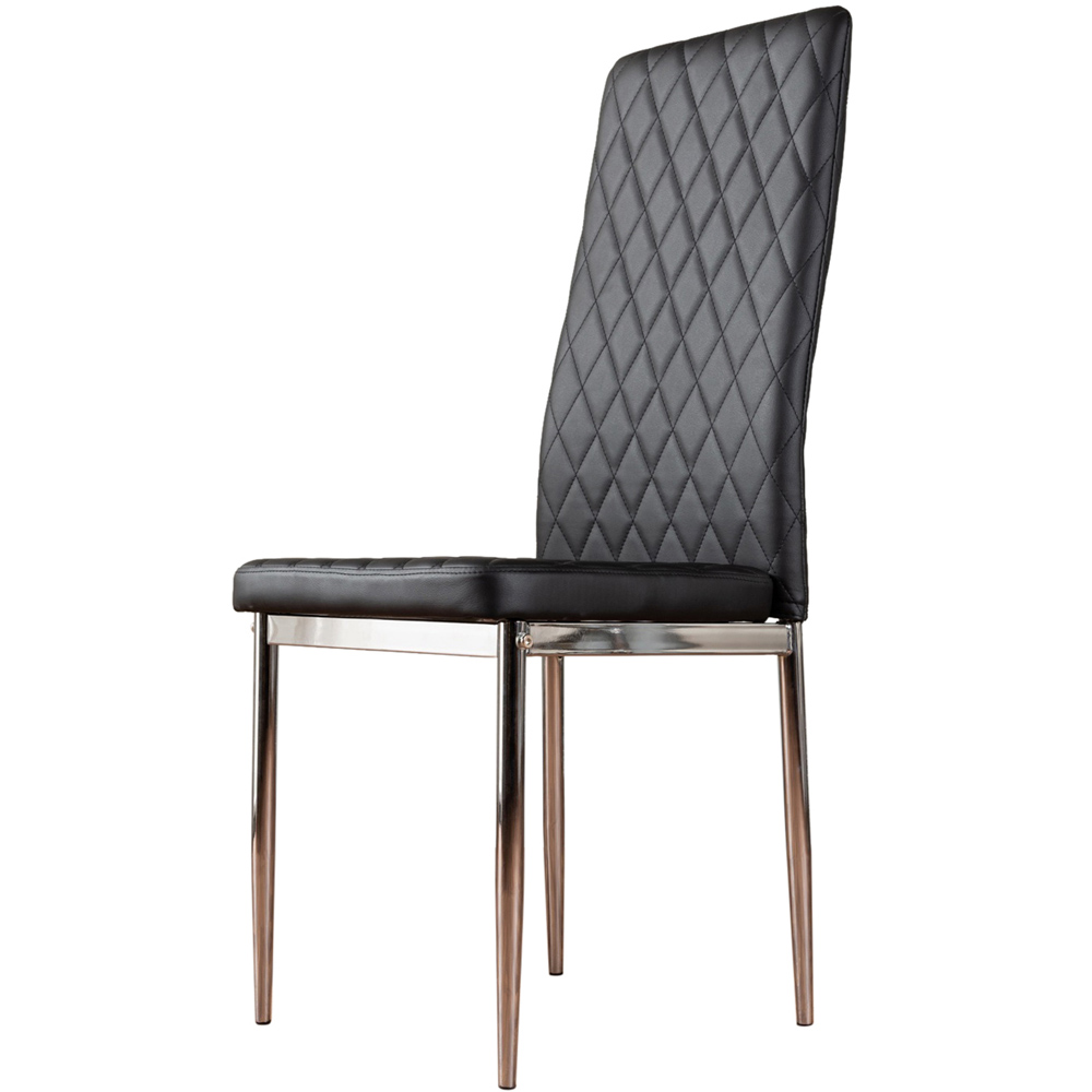 Furniturebox Valera Set of 6 Black and Chrome Faux Leather Dining Chair Image 2
