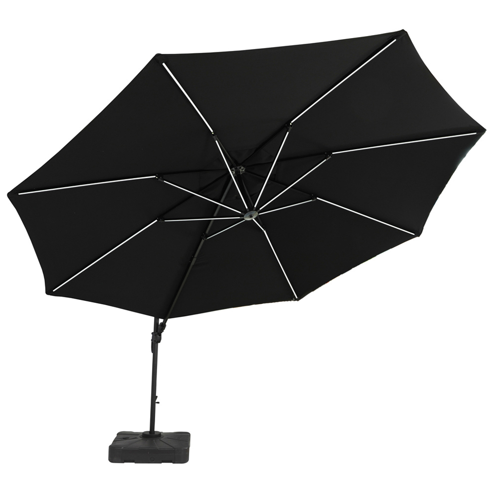 Royalcraft Grey Deluxe LED Cantilever Parasol with Base 3.5m Image 1