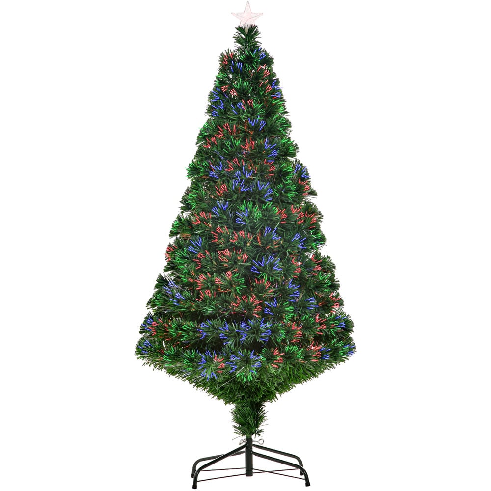 Everglow Fibre Optic Pre-Lit Green Artificial Christmas Tree 5ft Image 1