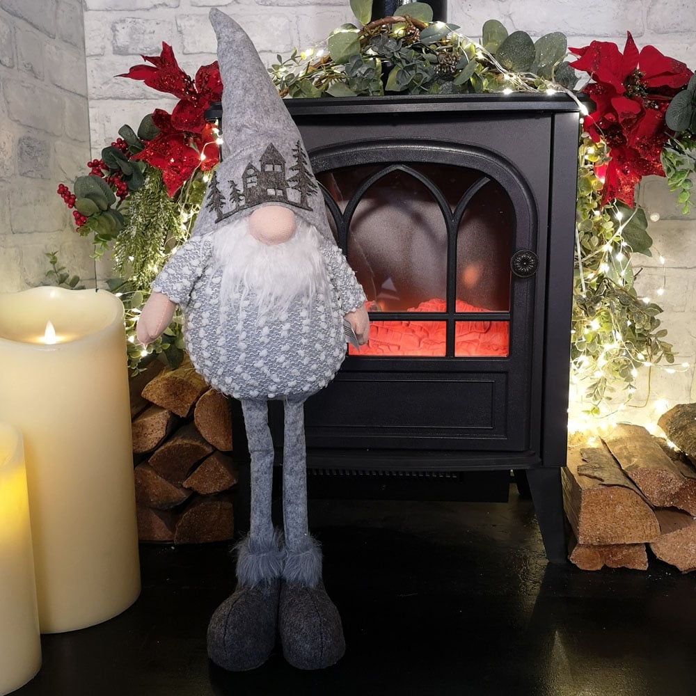 Samuel Alexander Grey Christmas Standing Gonk Christmas Decoration Image 2