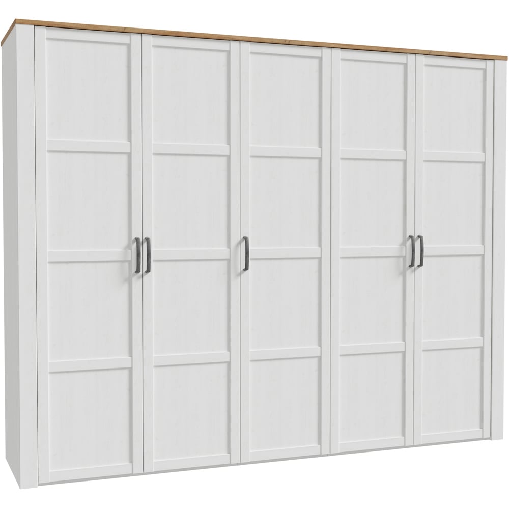Florence 5 Door Riviera Oak and White Wardrobe Image 2