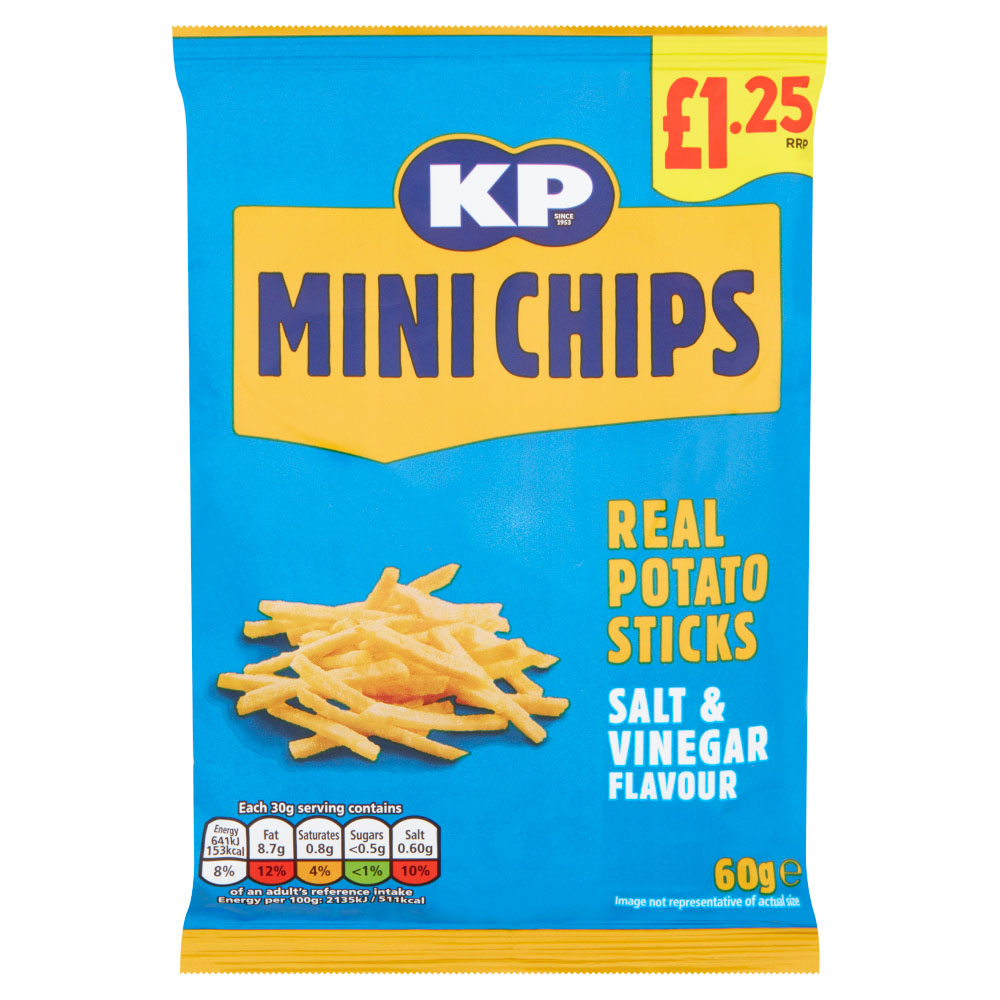 KP Mini Chips Real Potato Sticks Salt & Vinegar Flavour 60g Image 3