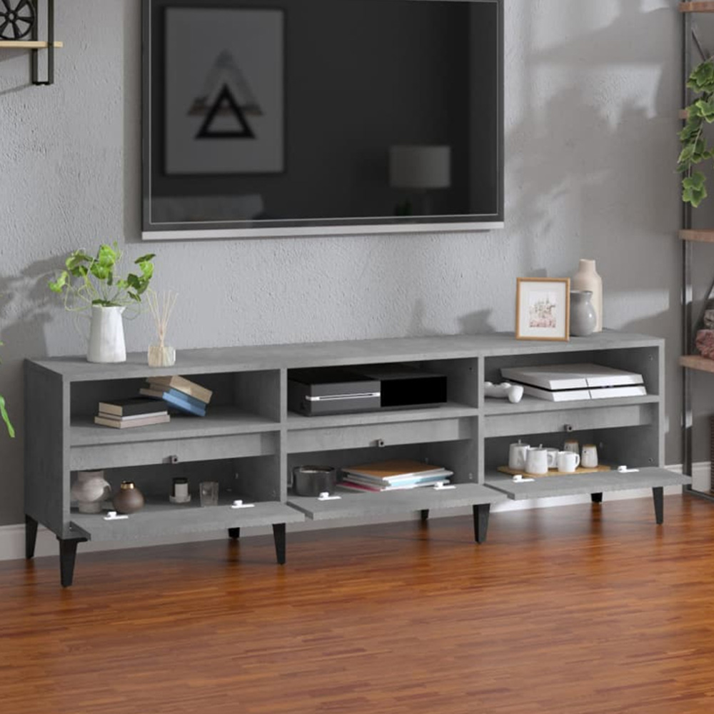 vidaXL 3 Drawer 3 Shelf Concrete Grey TV Cabinet Image 1