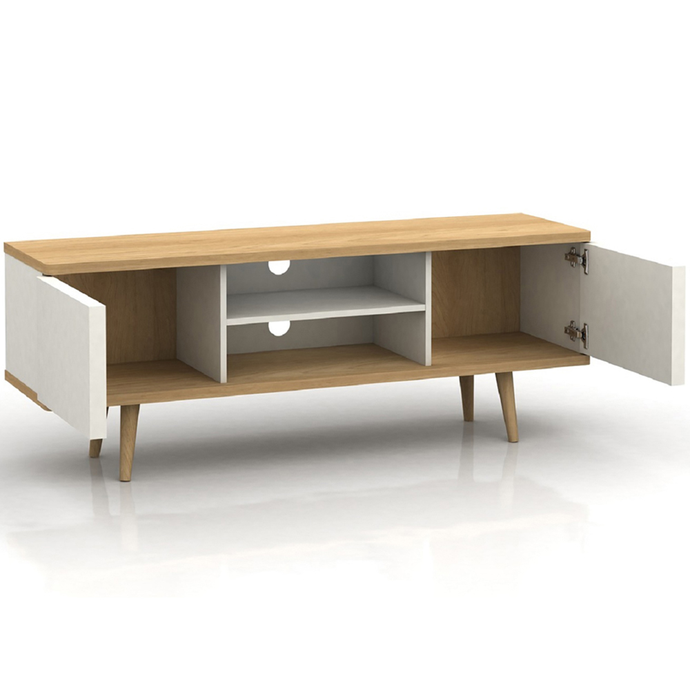 Loft24 Alandra 2 Door 2 Shelf White Oak TV Stand Image 4