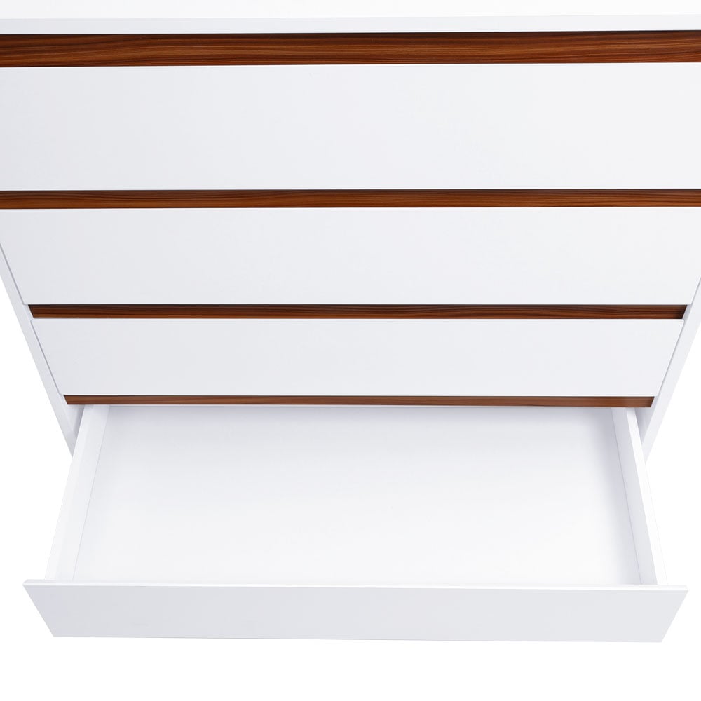 Living and Home 4 Drawer White Wooden Storage Cabinet Image 4