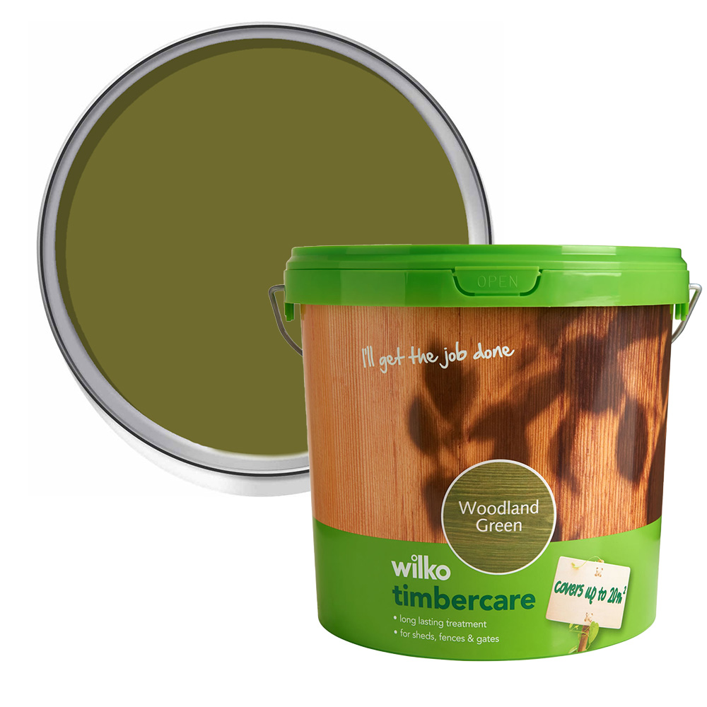 Wilko Timbercare Woodland Green Wood Paint 5L Image 1