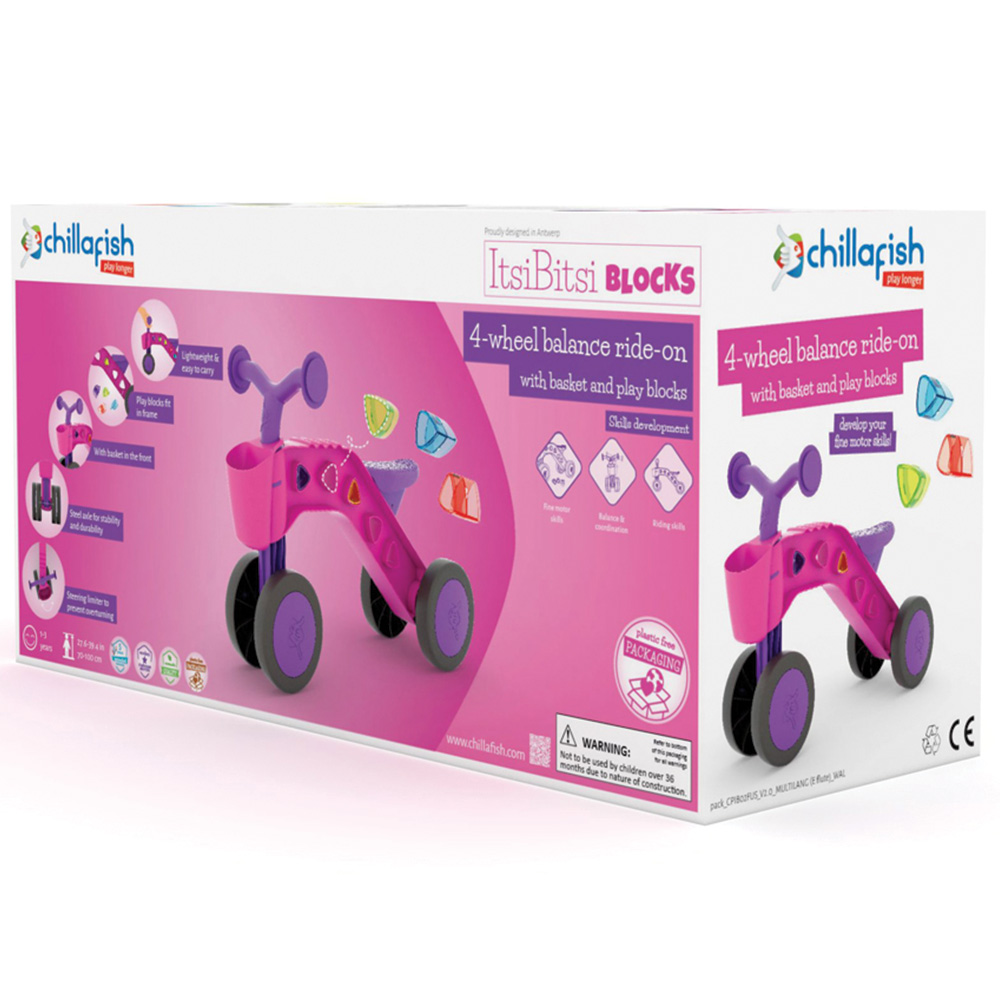 Chillafish ItsiBitsi Fuchsia Ride On with Play Blocks and Storage Basket Image 9