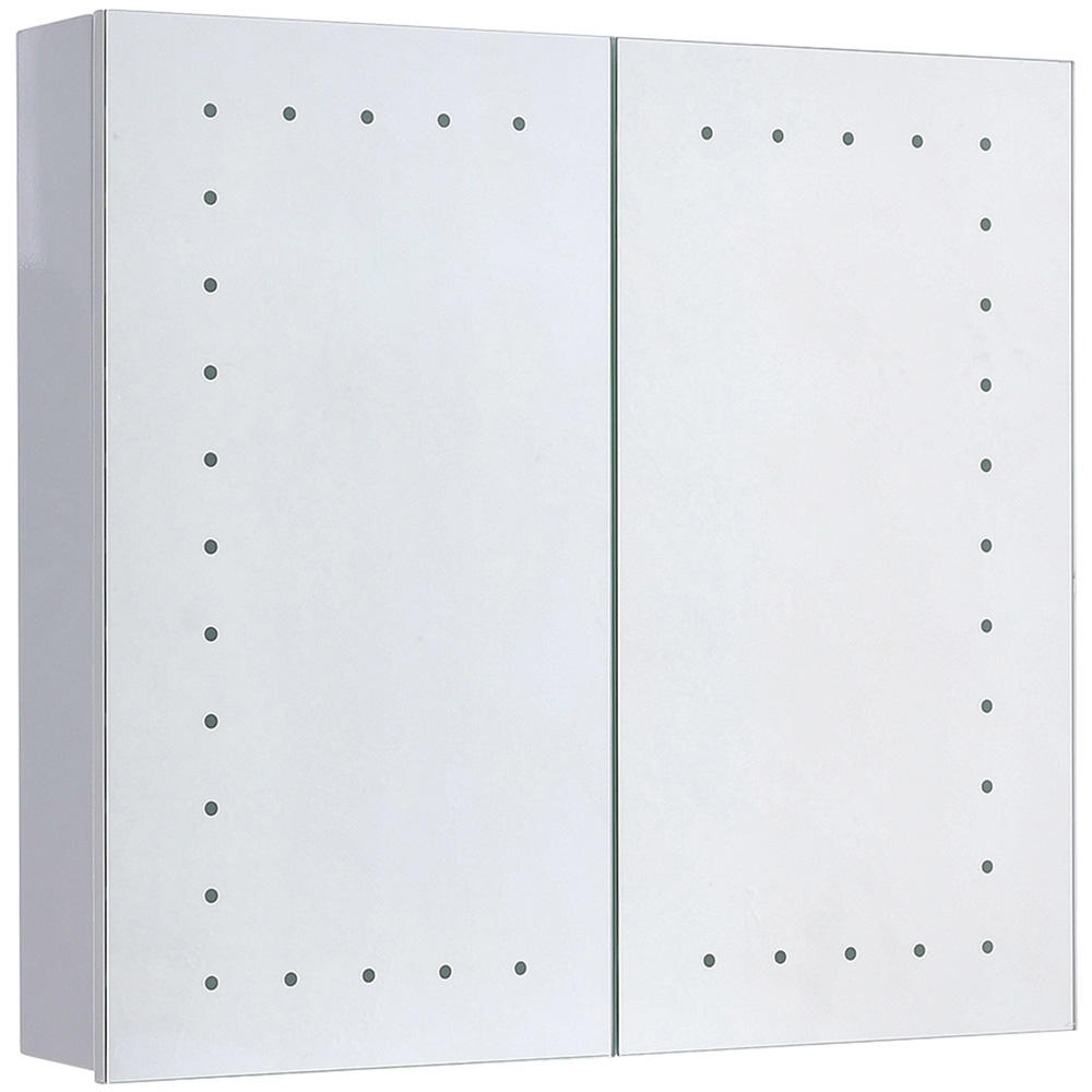 Living and Home White Dotted LED Mirror Bathroom Cabinet Image 2