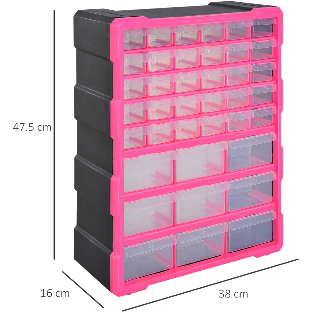 Durhand 39 Drawer Pink Storage Organiser Image 7
