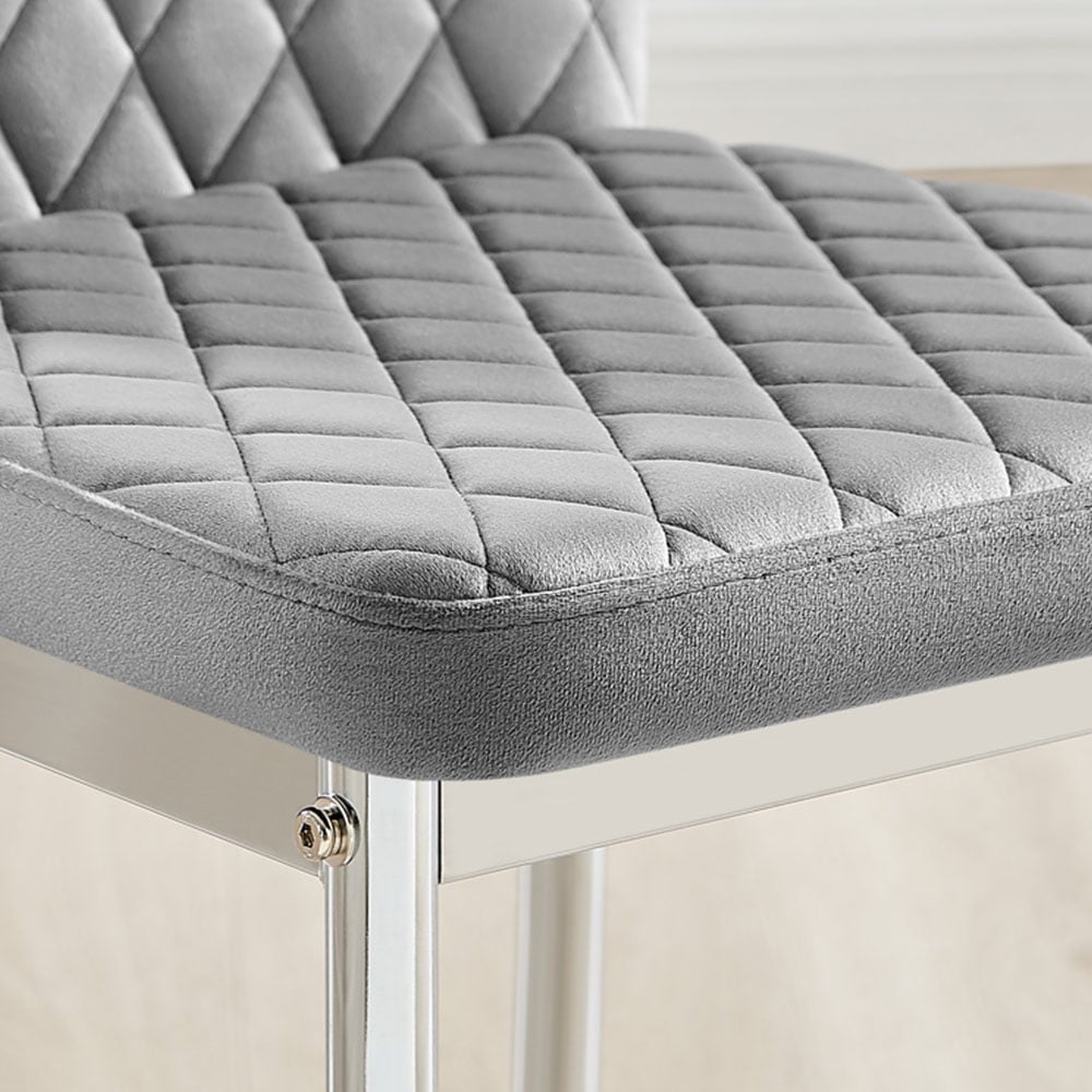 Furniturebox Arona Valera 4 Seater Round Dining Set Grey and Chrome Image 9