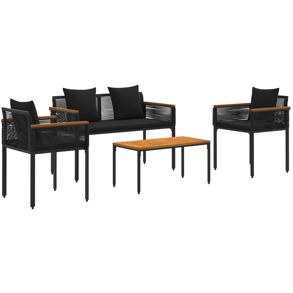 vidaXL 4 Seater Poly Rattan Garden Bistro Set with Cushion Black Image 3