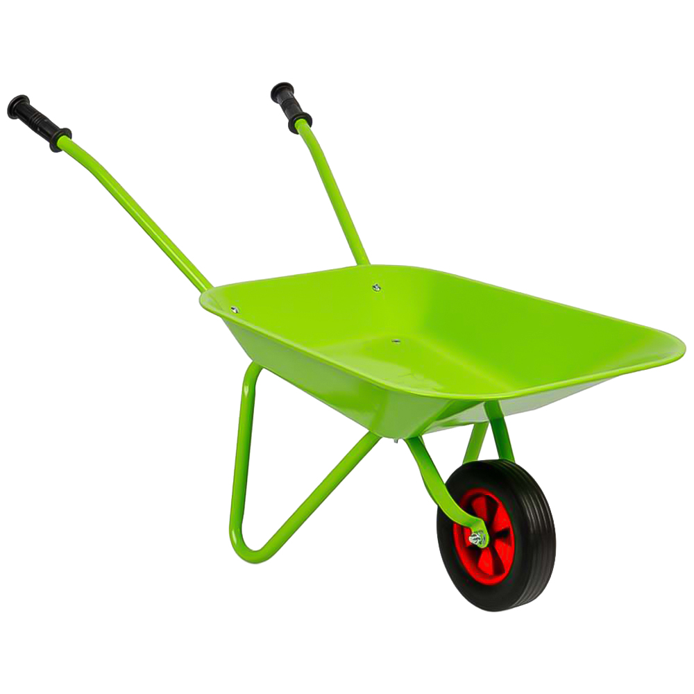 Bigjigs Toys Kids Green Garden Wheelbarrow Image 1