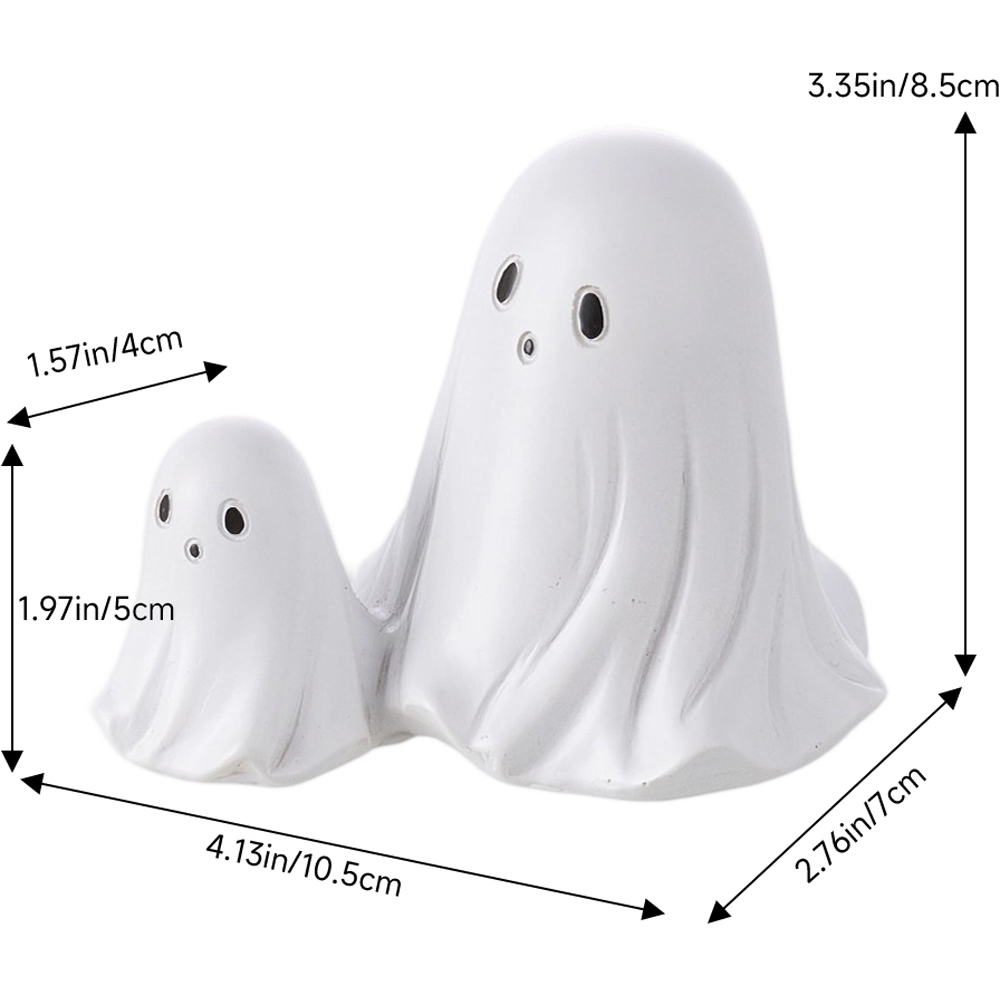Living and Home White Ghost Holding Heart Halloween Figurine Ornament 2 Piece Image 6