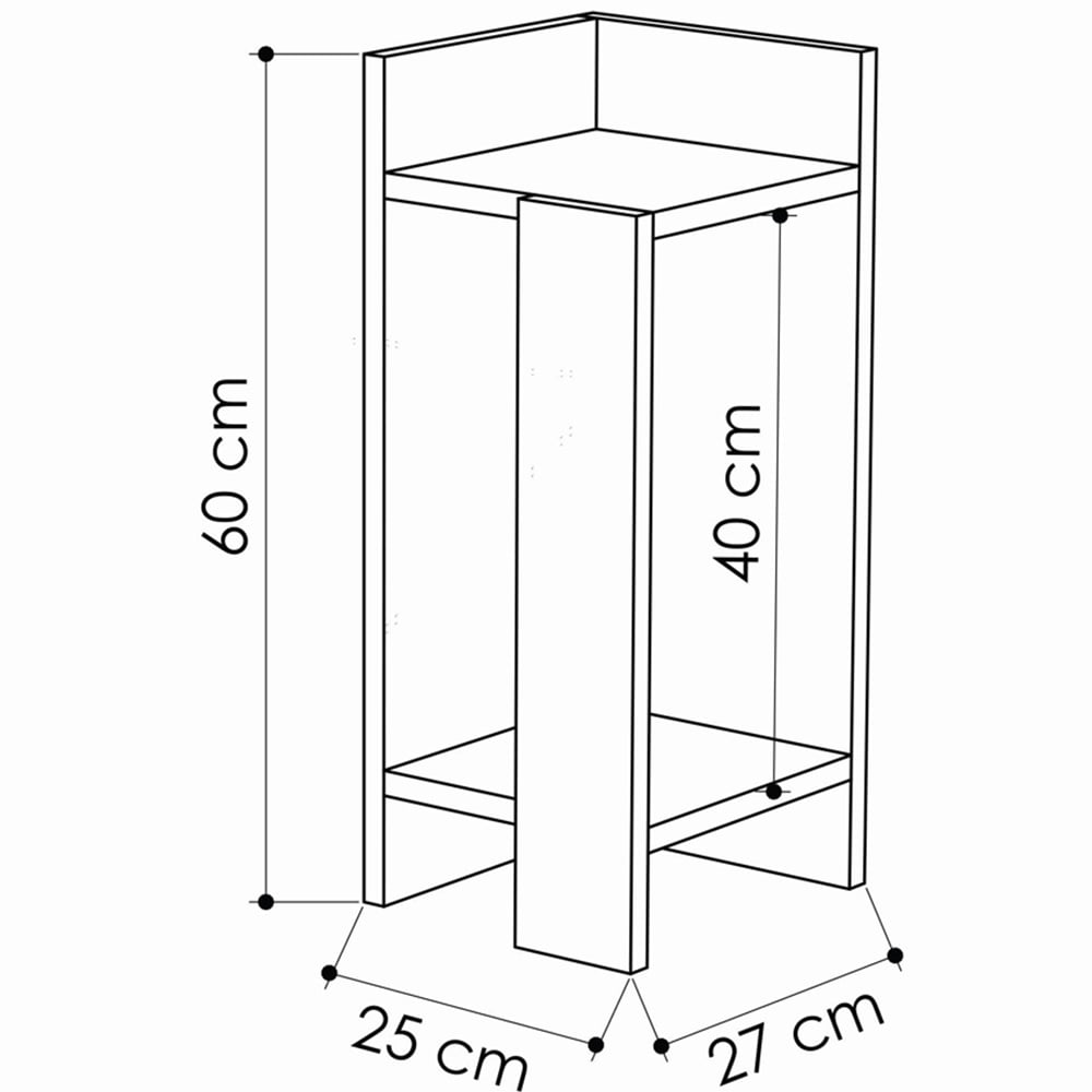 Decortie Elos 2 Shelf White Modern Left Module Bedside Table Image 4