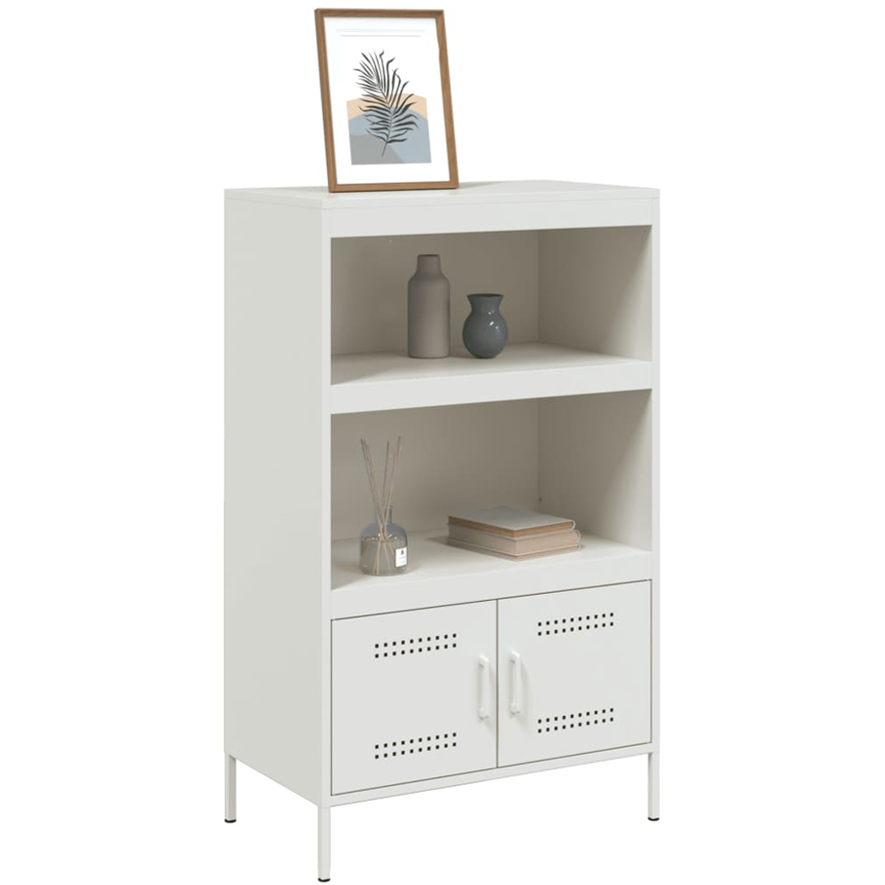 vidaXL 2 Door 2 Shelf White Metal Highboard Image 4
