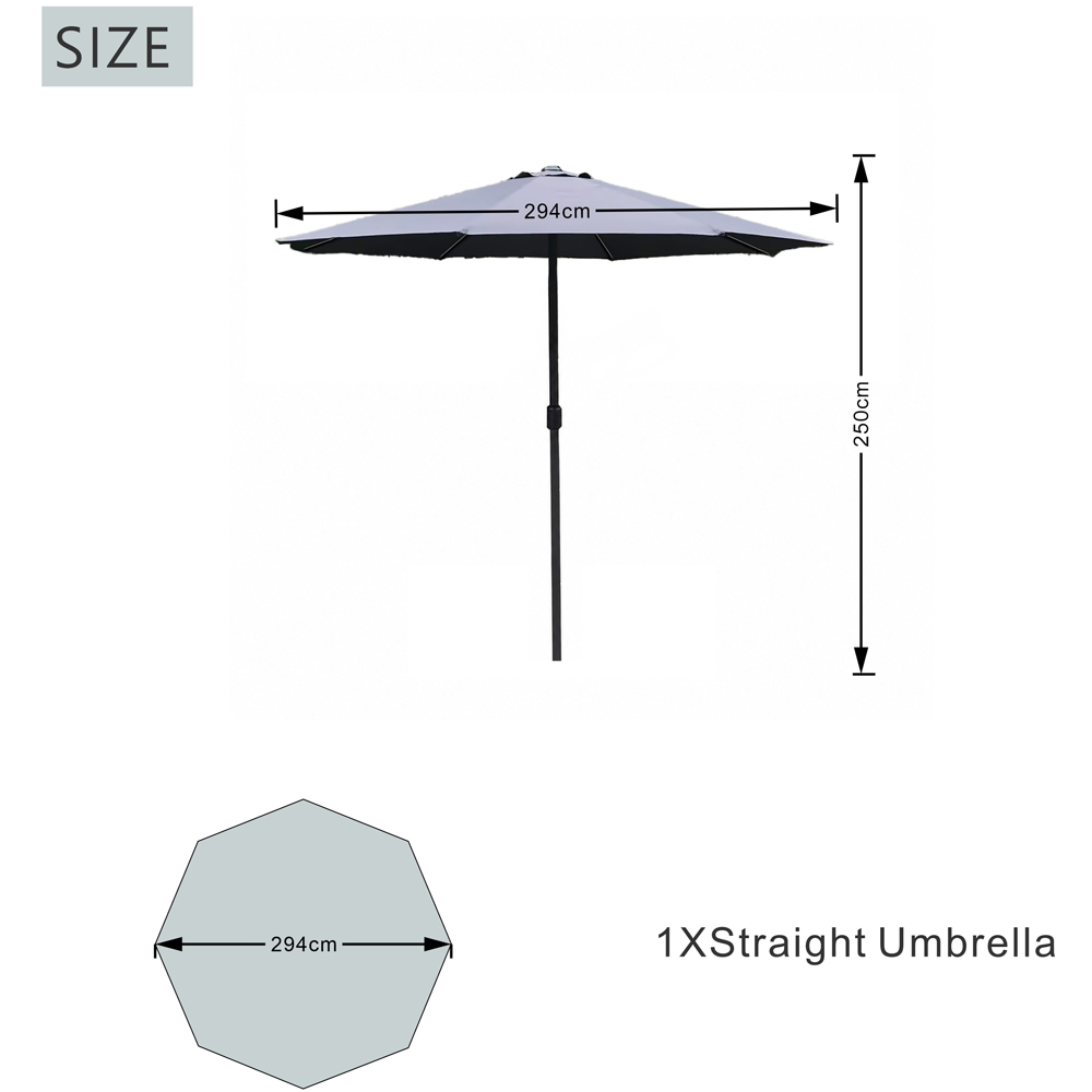 Direct Wicker Grey Classic Crank Straight Parasol 2.94m Image 8