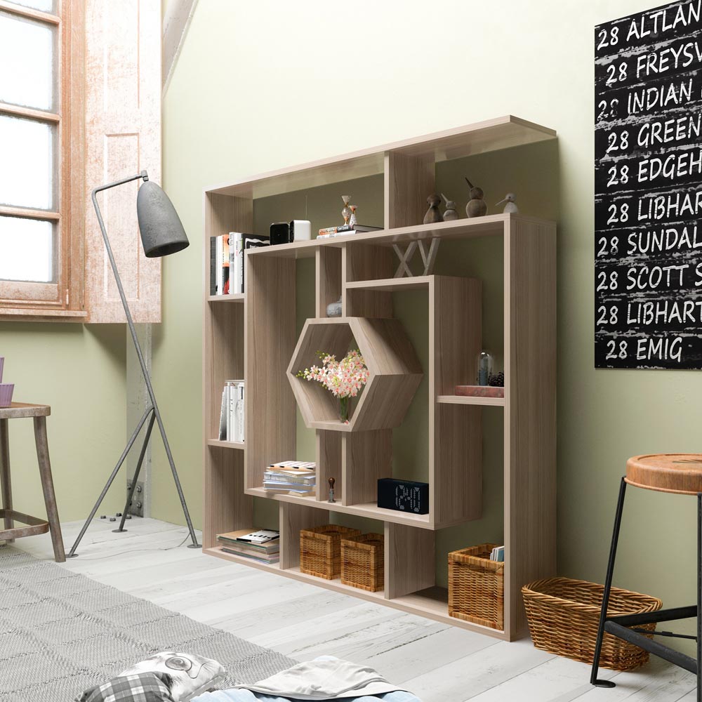 Decorotika Labrina 12 Shelf Cordoba Hexagonal Geometric Bookcase Image 4