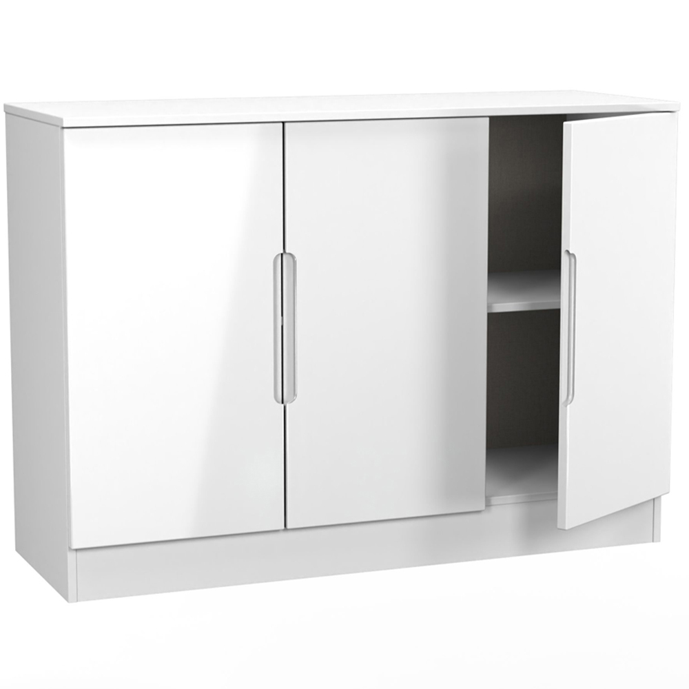 Crowndale Milan 3 Door White Gloss and White Sideboard Ready Assembled Image 7
