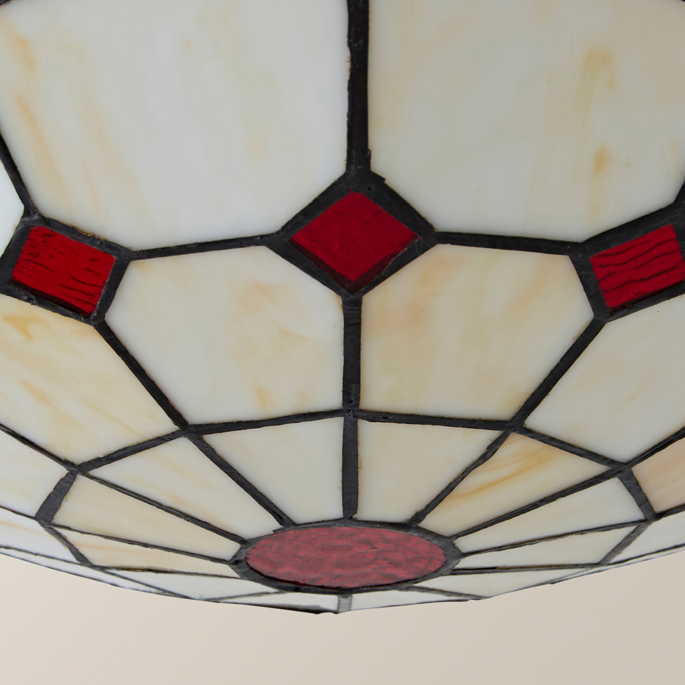 ValueLights Cortez Tiffany Style Traditional Red and Cream Pendant Light Shade Image 3