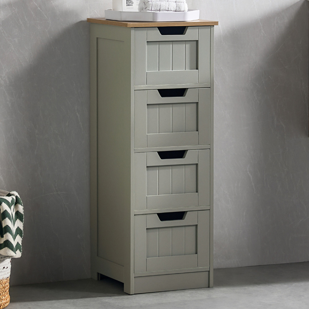 Bath Vida Priano 4 Drawer Grey Floor Cabinet Image 1