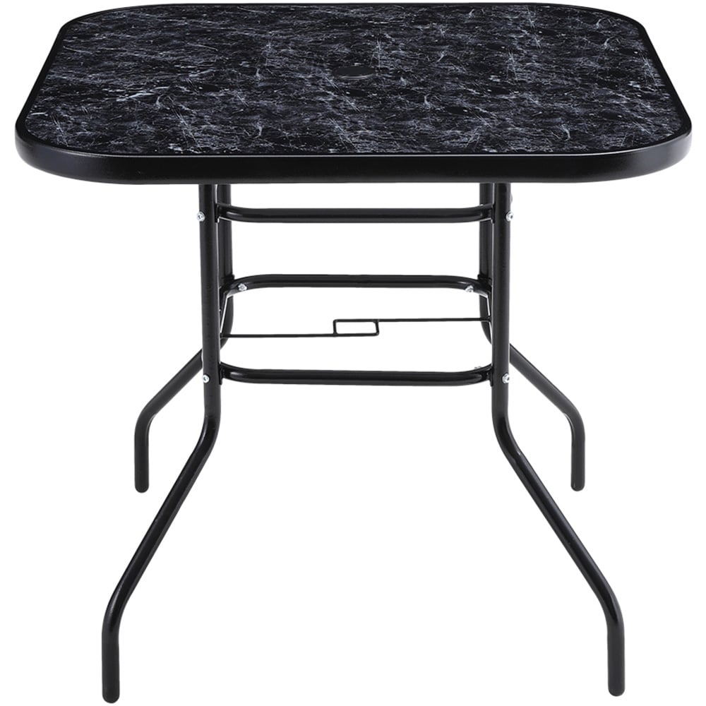 Living and Home Black Tempered Glass Square Marble Coffee Table Image 2