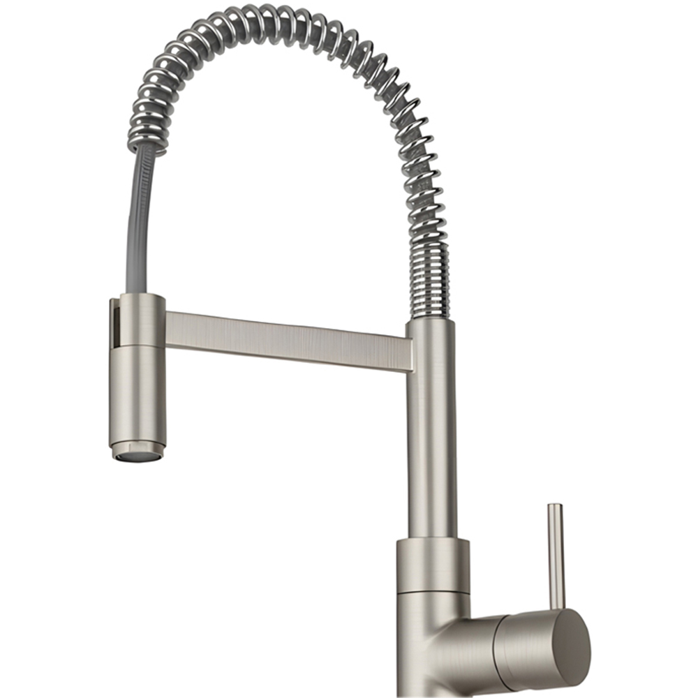 Piralla Vox Semi Pro Brushed Nickel Single Lever Flexible Spout Kitchen Mixer Tap with Hand Spray Image 2