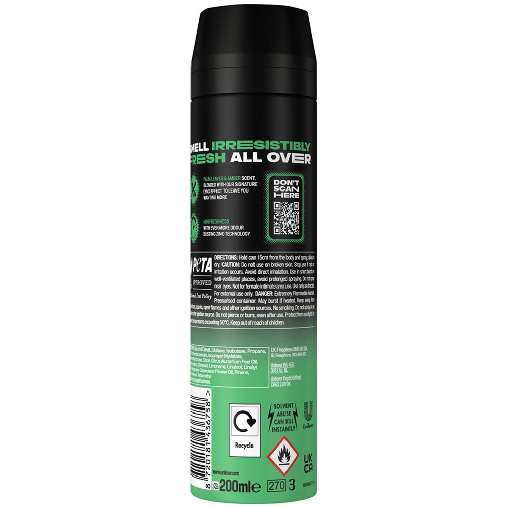 Lynx Body Spray Jungle Fresh 48H High Definition Fragrance Deodorant Spray 200ml 12 Pack Image 3