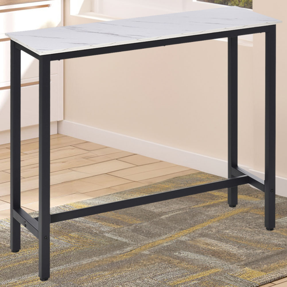 Portland 2 Seater Marble Dining Effect Table White and Black Image 1